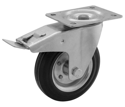 Koło obrotowe skrętne z hamulcem o średnicy 125 mm stalowo-gumowe Rader CKPS-SG 125W-HC