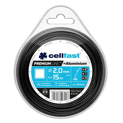 Żyłka tnąca do kosy kwadrat PREMIUM LINE Cellfast 2,0 mm x 15 m 35-042