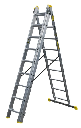 Drabina aluminiowa trzyelementowa 9-stopniowa 3x9 150kg Metalkas BS-DW_3X9