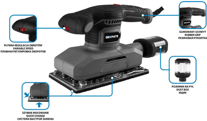 Szlifierka oscylacyjna sieciowa 380 W Graphite 115 x 230 mm 59G329