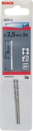 Wiertło kręte szlifowane do metalu HSS Bosch 2,5x57 mm 2 sztuki