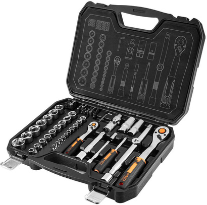 Zestaw kluczy nasadowych 1/2" i 1/4" 73 elementów Neo 10-054