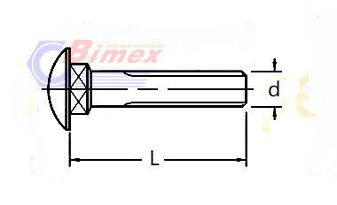 M10x170 Śruba z podsadzeniem z łbem grzybkowym zamkowa DIN 603 KL. 5.8 ocynkowana