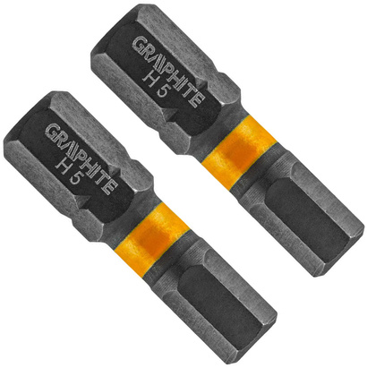 Końcówki wkrętakowe udarowe HEX5 x 25 mm Graphite 2 sztuki 56H508