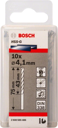 Wiertło kręte szlifowane do metalu HSS Bosch 4,1x75 mm 10 sztuk