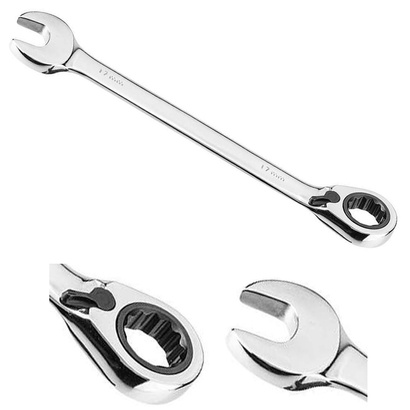 Klucz płasko-oczkowy z grzechotką i przełącznikiem ze stali CrV o rozmiarze 17 mm Neo 09-329