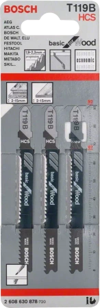Brzeszczot do wyrzynarki BASIC FOR WOOD Bosch T 119 B 3 sztuki