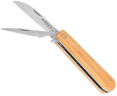 Nóż składany monterski ze szpikulcem ze stali nierdzewnej drewniane okładki o długości 170 mm Neo