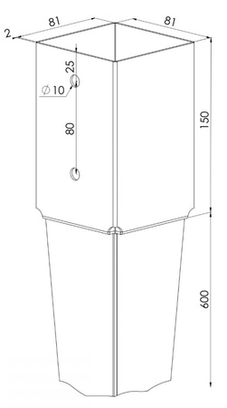Podstawa słupa kotwa wbijana do altan, wiat i pergoli KSW 80x150x750 mm Tribecco