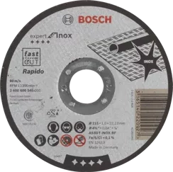 Tarcza tnąca do metalu, stali nierdzewnej EXPERT FOR INOX Bosch 115x22,23 mm AS 60 T INOX BF