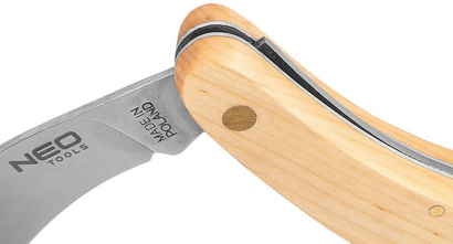 Nóż składany monterski sierpak ze stali nierdzewnej drewniane okładki o długości 180 mm Neo