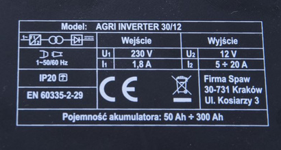 Prostownik samochodowy inwerterowy do akumulatorów Magnum AGRI 30 12V