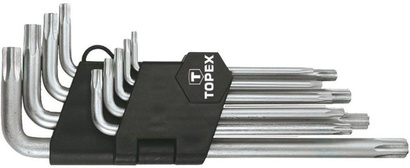 Zestaw kluczy Torx długich ze stali CrV o rozmiarze T10 do T50 9 sztuk Topex 35D961