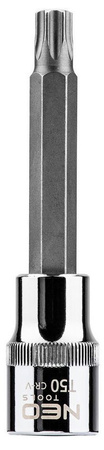 Końcówka Torx na nasadce ze stali CrV S2 o rozmiarze 1/2", T50 x 100 mm Neo 08-766
