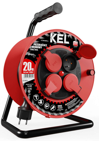 Przedłużacz elektryczny bębnowy warsztatowy o długości 20 m KEL PB-PRO/S/20M/3X2,5/H05RR-F