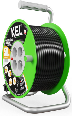Przedłużacz elektryczny bębnowy warsztatowy o długości 50 m KEL PB-ST/D/50M/3X1,5/H05VV-F