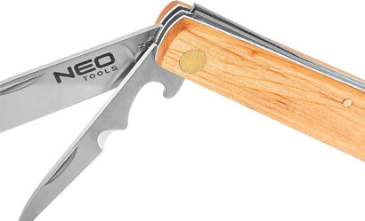 Nóż składany monterski ze szpikulcem ze stali nierdzewnej drewniane okładki o długości 170 mm Neo