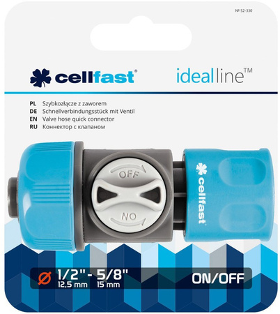 Szybkozłącze z zaworem do węża ogrodowego o średnicy 1/2" - 5/8 Cellfast Ideal 52-330