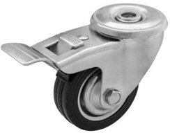 KOŁO OBROTOWE Z HAMULCEM MOCOWANE NA OTWÓR STALOWO-GUMOWE 100 mm CKJS-SG 100W-HC