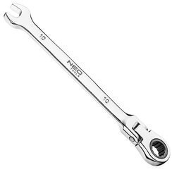 Klucz płasko-oczkowy z grzechotką i przegubem ze stali CrV o rozmiarze 10 x 160 mm Neo 09-052