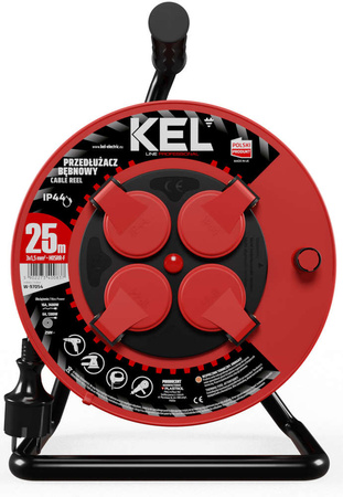 Przedłużacz elektryczny bębnowy warsztatowy o długości 25 m KEL PB-PRO/S/25M/3X1,5/H05RR-F
