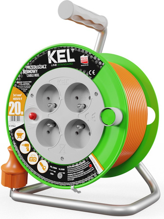 Przedłużacz elektryczny bębnowy warsztatowy o długości 20 m KEL PB-ST/M/20M/3X1/H05VV-F