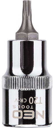 Końcówka Torx na nasadce ze stali CrV S2 o rozmiarze 1/2" T20 x 55 mm Neo 08-750