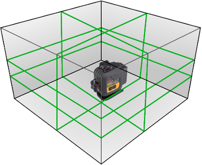 Laser liniowy samopoziomujący z wiązką zieloną Lamigo CROSS 4D