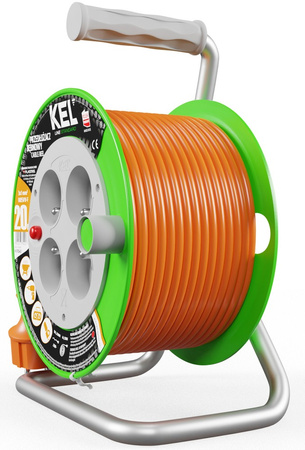 Przedłużacz elektryczny bębnowy warsztatowy o długości 20 m KEL PB-ST/M/20M/3X1/H05VV-F