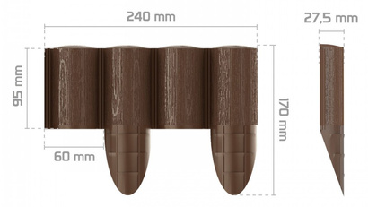 Palisada ogrodowa do trawników brązowa 9,5cm x 2,4m 4 ECO Cellfast 34-031