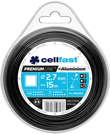 Żyłka tnąca do kosy kwadrat PREMIUM LINE Cellfast 2,7 mm x 15 m 35-045