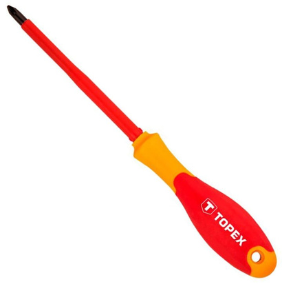 Wkrętak krzyżowy izolowany ze stali Cr-Mo do 1000V o rozmiarze PZ2 x 100 mm Topex 39D480