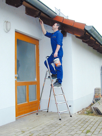 Drabina aluminiowa jednostronna 1x4 KRAUSE 3 + podest 150 kg