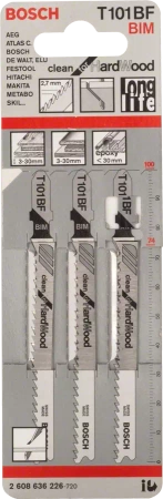 Brzeszczot do wyrzynarki do drewna CLEAN FOR HARD WOOD Bosch T 101 BF 3 sztuki