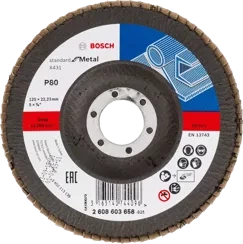 Tarcza listkowa do metalu wypukła STANDARD FOR METAL Bosch 125x22,23 mm P80