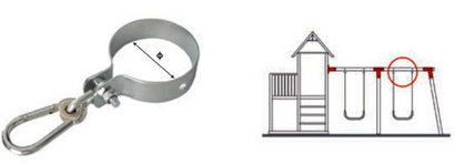 Mocowanie do huśtawki z obejmą okrągłą MHO 100 mm z karabińczykiem