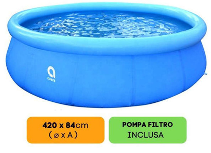 Basen ogrodowy rozporowy okrągły niebieski o wymiarach 420 x 84 cm i pojemności 7820 l Avenli + pompa filtrująca