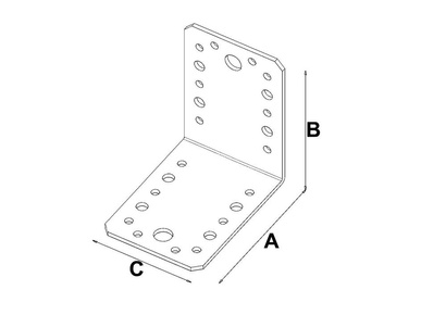 Łącznik budowlany kątowy ciesielski KŁ4 o wymiarach 90 x 90 x 65 x 2,5 mm