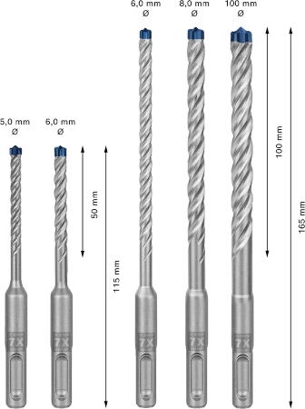 Zestaw wierteł udarowych do betonu SDS PLUS 7X Bosch EXPERT 5 sztuk