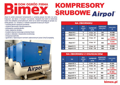 Sprężarka śrubowa olejowa kompresor w obudowie Airpol K7 10 Bar