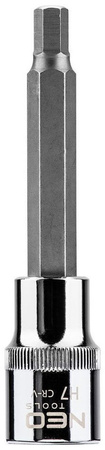 Końcówka sześciokątna na nasadce ze stali CrV S2 o rozmiarze 1/2" H7 x 100 mm Neo 08-782