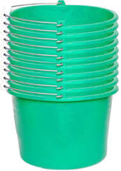 Wiadra wiaderka zielone budowlane gospodarcze 12L plastik 10 sztuk