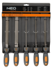 Zestaw pilników do metalu wykonanych ze stali stopowej T12 o długości 200 mm 5 sztuk Neo 37-610
