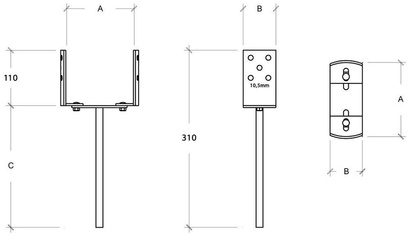 PODSTAWA SŁUPA DO WMUROWANIA REGULOWANA 80-140 mm
