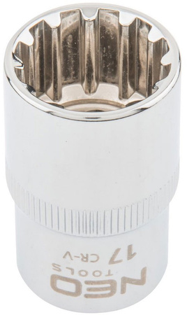 Nasadka Spline ze stali CrV o rozmiarze 1/2" 17 mm Neo 08-589