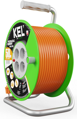 Przedłużacz elektryczny bębnowy warsztatowy o długości 50 m KEL PB-ST/D/50M/3X1,5/H05VV-F