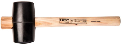 Młotek gumowy z trzonkiem z drewna hikorowego o wadze 680 g i średnicą obucha 75 mm Neo 25-053