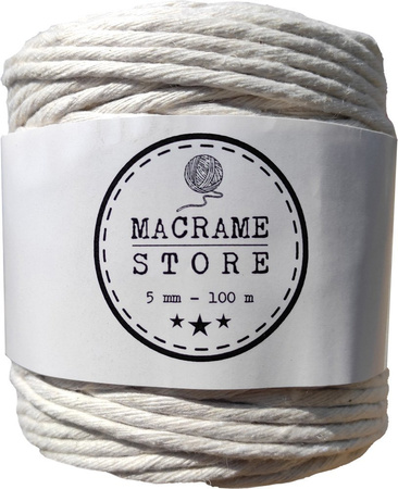 Sznurek do makramy bawełniany skręcany naturalny o rozmiarze 5 mm x 100 m Linotech