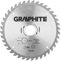 Tarcza pilarska do drewna widiowa Graphite 185x30 mm 40 zębów 55H600