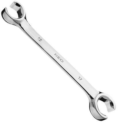 Klucz oczkowy półotwarty ze stali CrV o rozmiarze 15 x 17 mm Neo 09-151